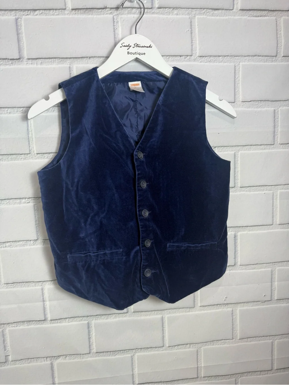 Gymboree Boys Size 12 Navy Blue Velvet Dress Vest Formal Holiday Wedding fashion